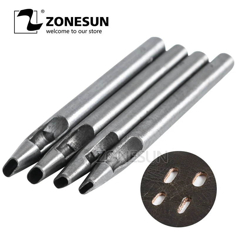 ZONESUN 4 шт./компл. Сделай Сам стальной пробойник для кожевенного ремесла инструмент