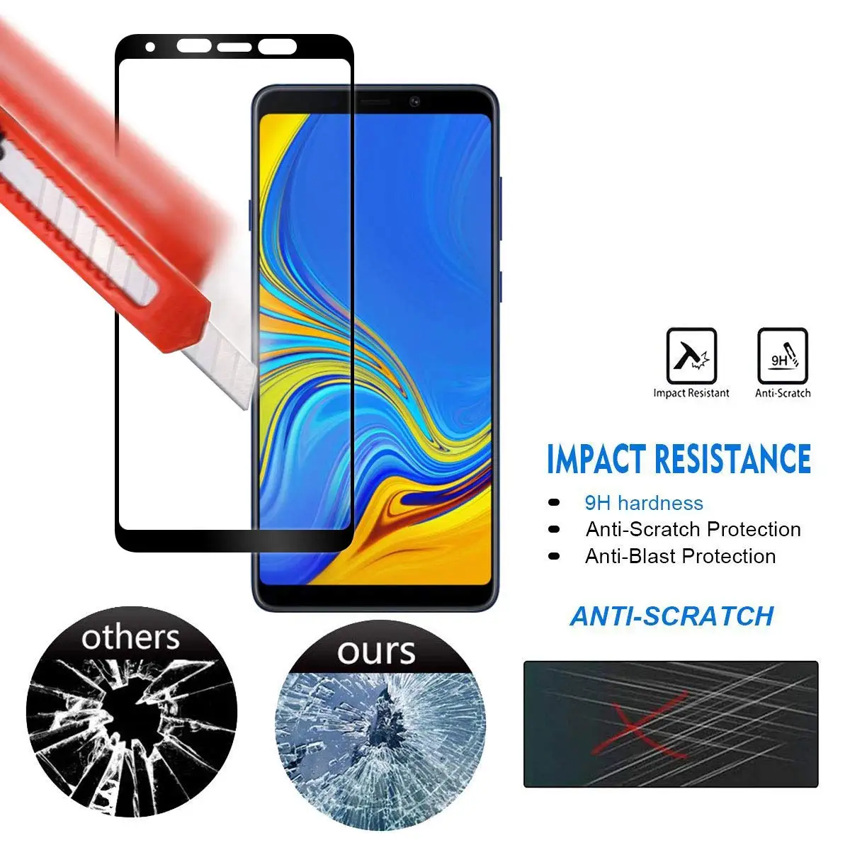 Для samsung Galaxy A9s 2018 Глянцевая 5D изогнутые углеродного волокна Мягкий край