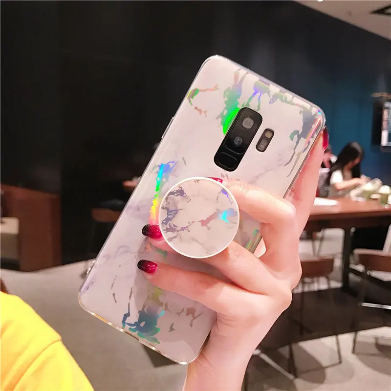 Case For Samsung Galaxy Note 9 8 note9 Laser Marble Texture Soft Silicon Cover Cases S8 S9 plus s7 edge |
