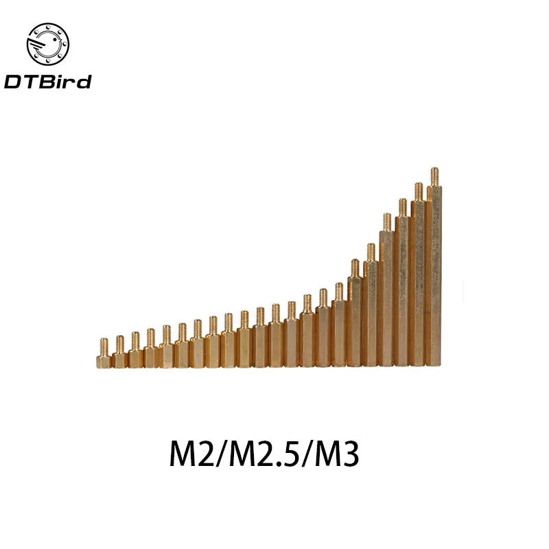 Латунные винты с шестигранной головкой 50 шт M2 * L + 3 мм 5/M3 6 резьбой для печатной