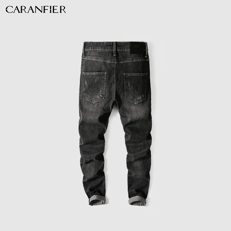 CARANFIER в стиле хип-хоп Джинсы Для мужчин дикий зауженные повседневные брюки модные