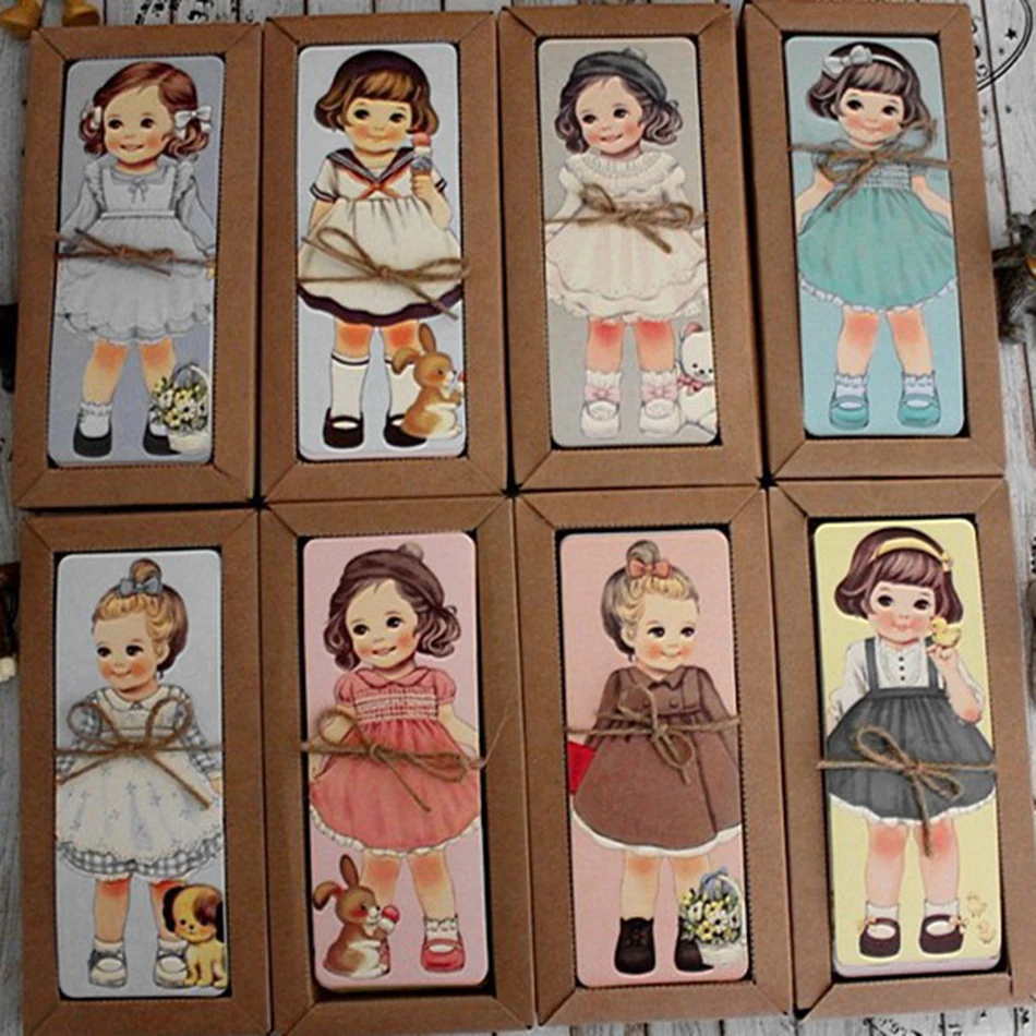 30PCS/lot New girl doll mate series Bookmark set with Kraft package paper bookmarks book holder message card | Канцтовары для офиса