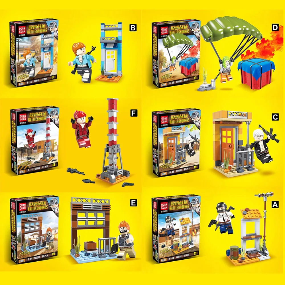 PUBG Blocks Players' Unknown Battlegrounds Winner Chicken Dinner Building Bricks Play Set Legolike Compatible Quanguan Toys | Игрушки и