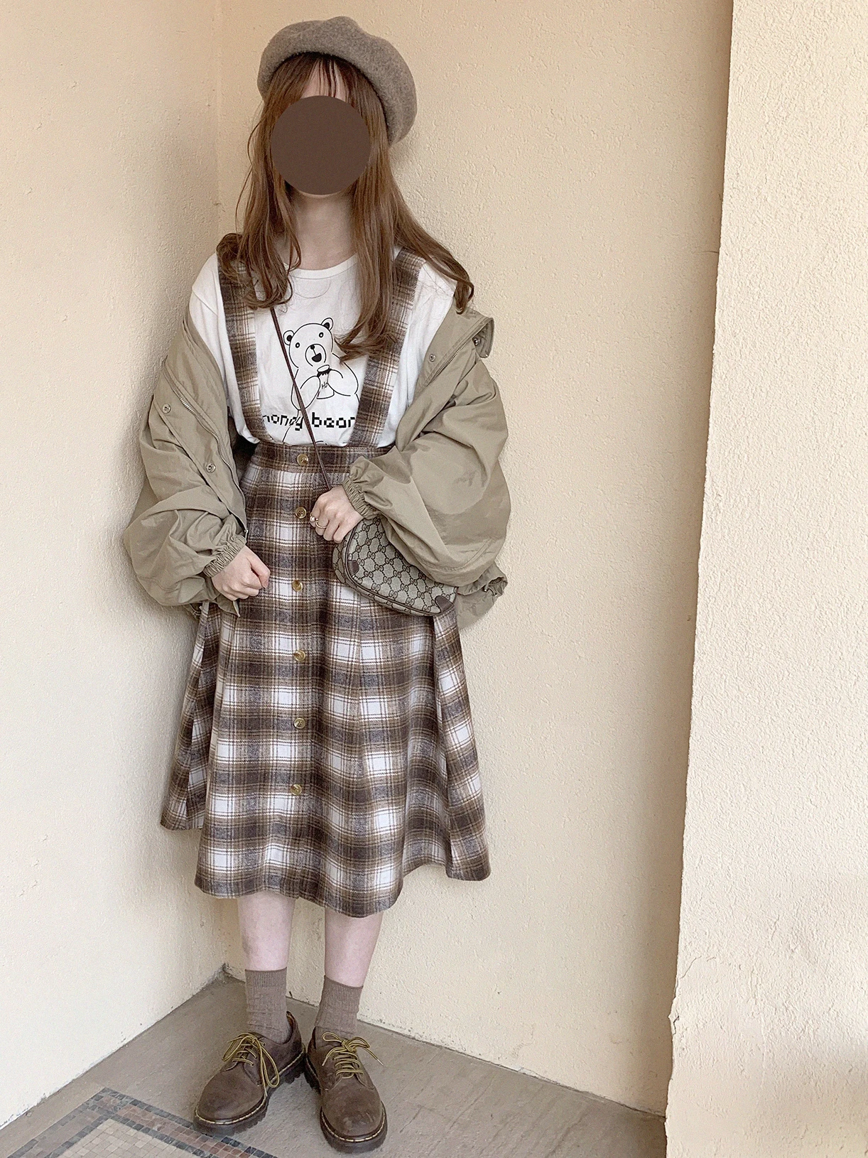 Женский шерстяной комбинезон в клетку длинная трапециевидная Юбка До Колена с