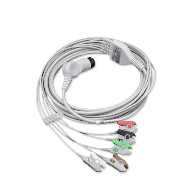 Универсальный 6-контактный цельный кабель AAMI ECG 5 проводов для Mindray PM7000/8000/9000 Goldway