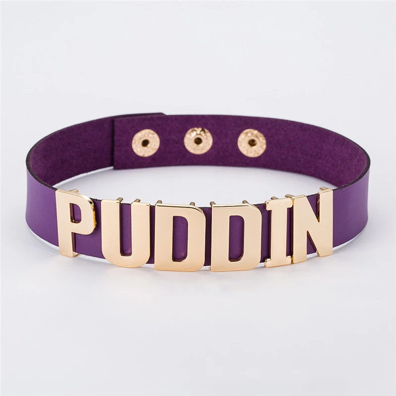 Movie Suicide Squad Harley Quinn Necklace Cosplay Black burgundy purple white Necklet for women men Button/Buckle Accessory