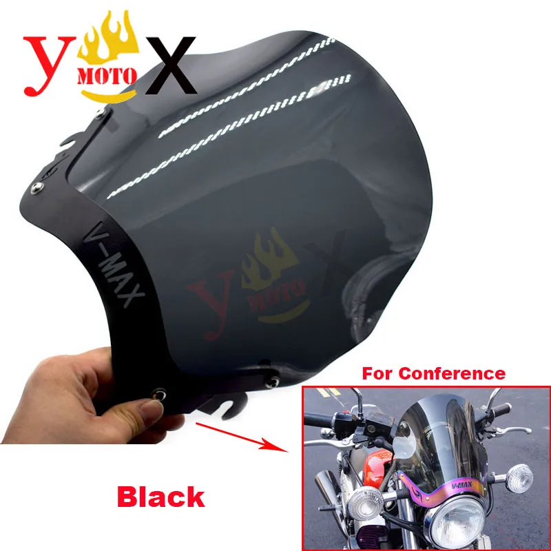 Защита для лобового стекла мотоцикла с черным кронштейном и винтами Yamaha Cruiser VMAX1200