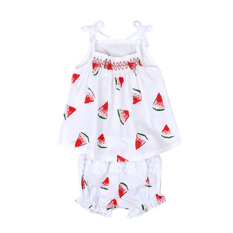 Коллекция 2017 года Летний милый комплект одежды для девочек хлопковые топы с