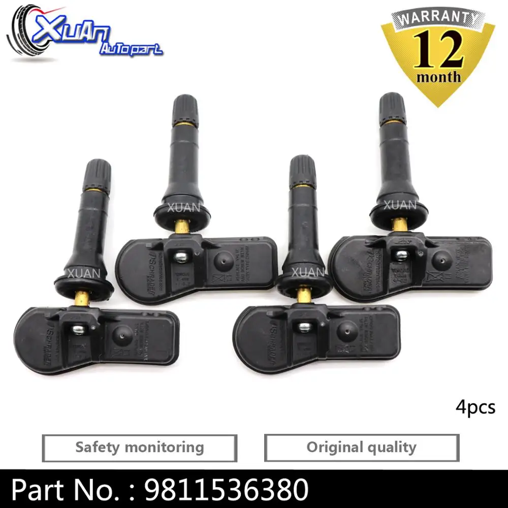 XUAN 4 шт. датчик давления в шинах TPMS 9811536380 9673860880 для Peugeot 3008 T84 307 301 408 508 T5 T7 5008 T87 RCZ T75