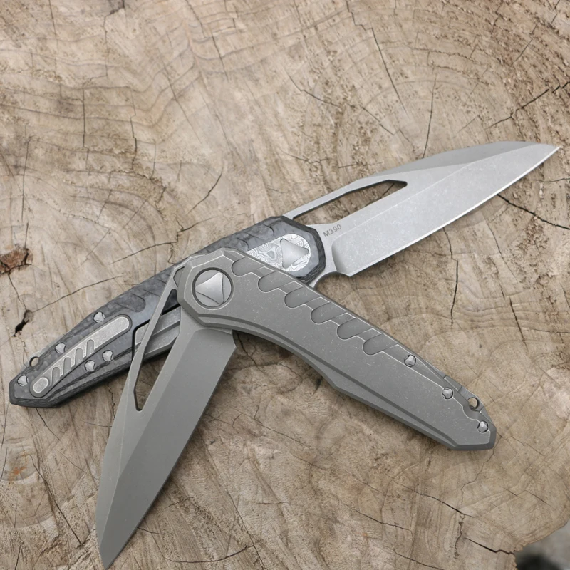 Green Thorn marfione M390 лезвие titanium рычаг CF Флиппер Складной нож Открытый Отдых на природе