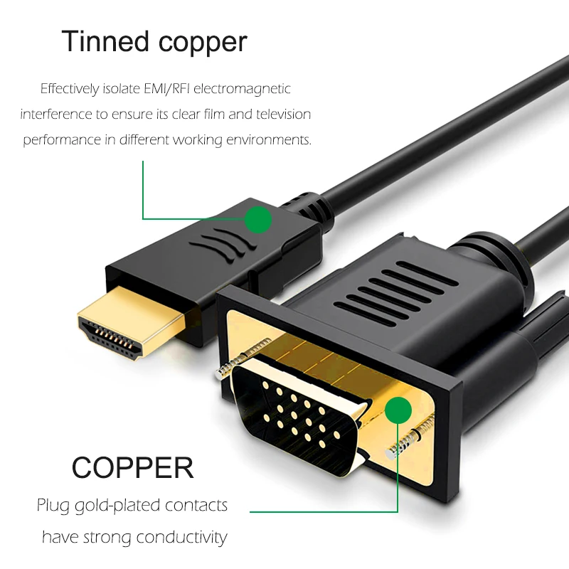 HDMI к VGA Кабель адаптер видео vga разъем кабели между мужчинами для HD плеер ТВ
