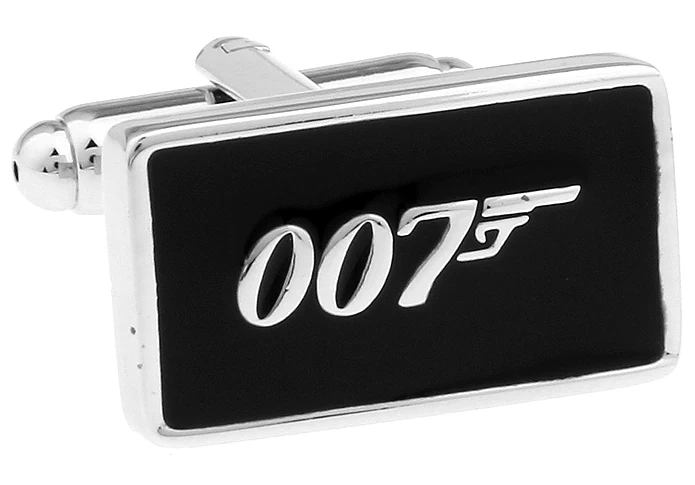 Акция! 007 черные Запонки модная новинка Джеймс Бонд дизайн фильма медный материал