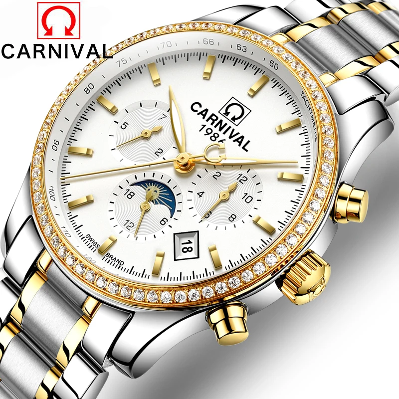 Часы наручные Carnival 6 мужские механические многофункциональные брендовые