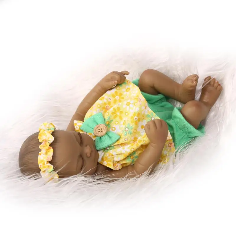 NPK афроамериканец Черный кожи Bebe Reborn Детские близнецов Куклы Силиконовые 27 см