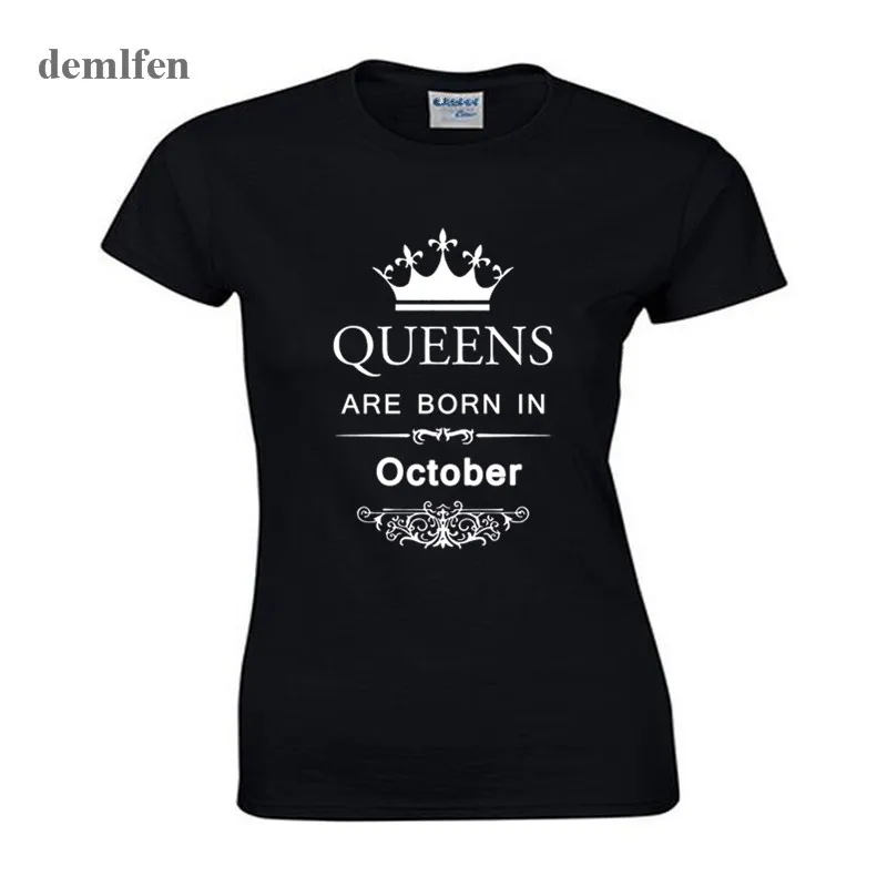 Queens рождаются в октябре футболка женская с короткими рукавами Повседневные