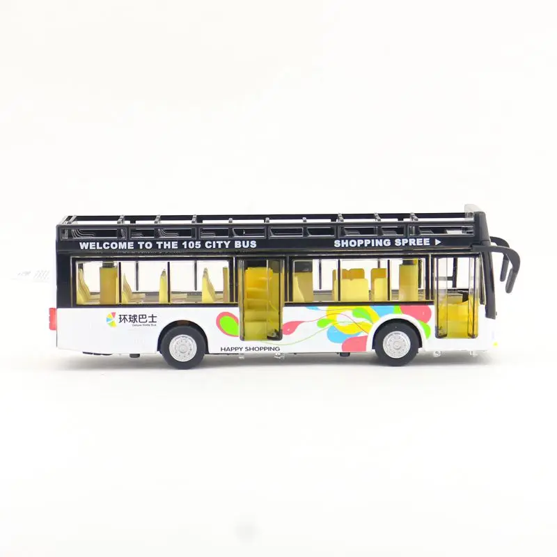 

Diecast Metal Toy/Sound & Light Pull back Educational Car/City Sightseeing Convertible Bus/For children's gift or collection