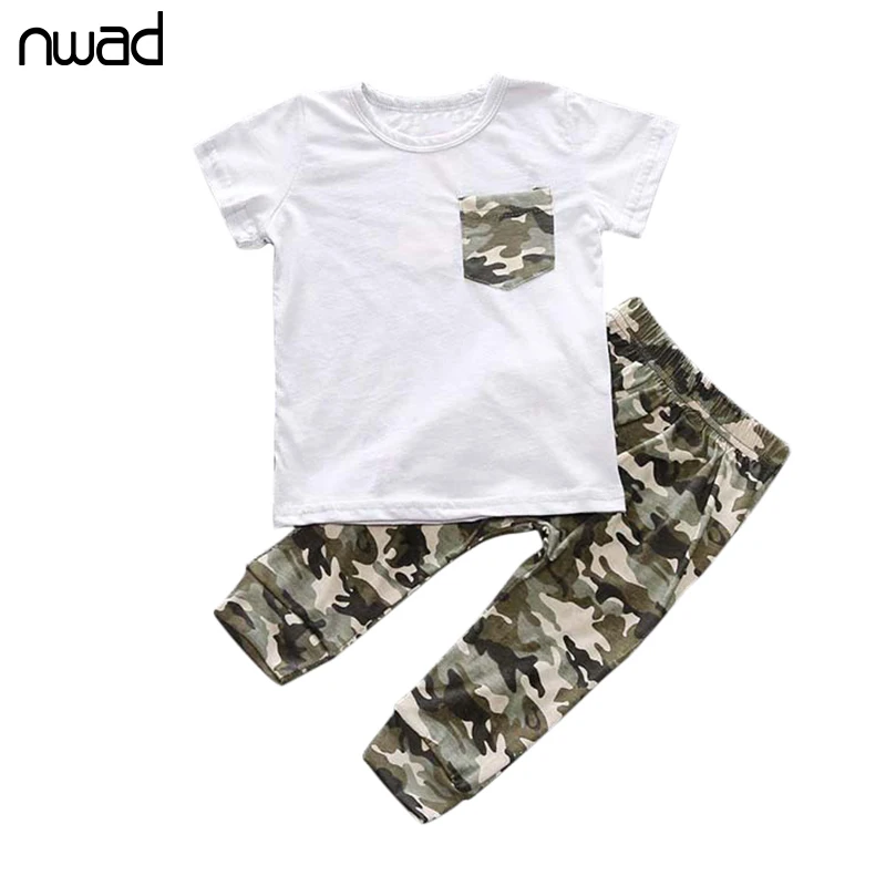 NWAD Комплект одежды для маленьких мальчиков летние шорты рукавом камуфляж печати