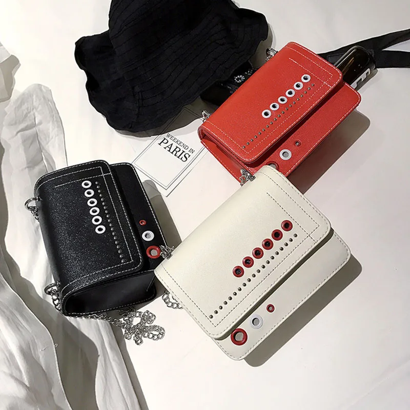 Курьерские сумки с заклепками Модные женские Clains Сумки Белый Кнопка Лето Crossbody