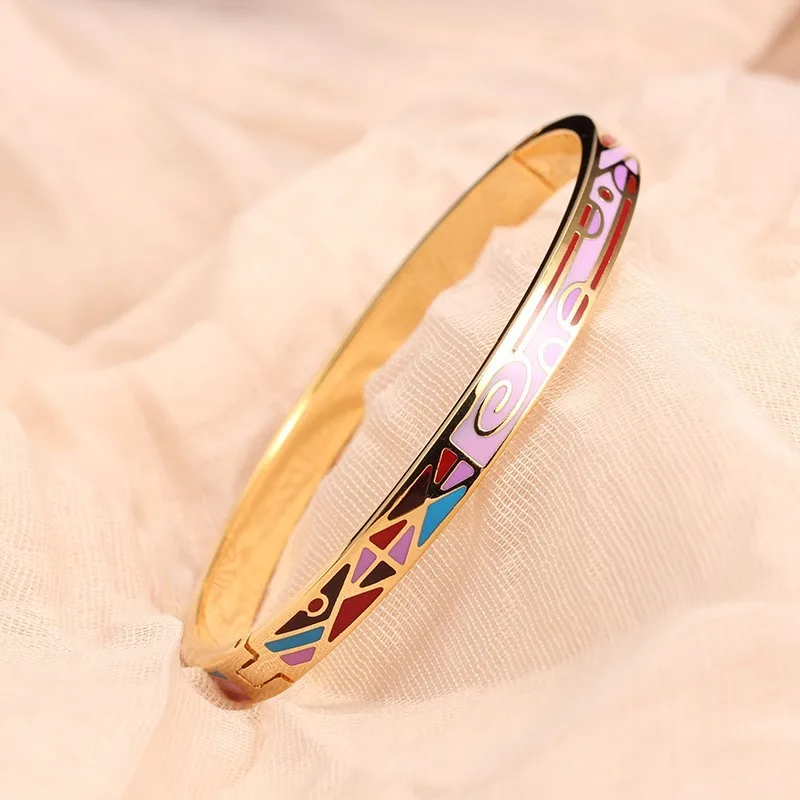 R& X Gold Femme Detalles Fine Regalos Esmaltes Boda, Женские Ювелирные изделия, позолоченный браслет из нержавеющей стали, эмалевые браслеты