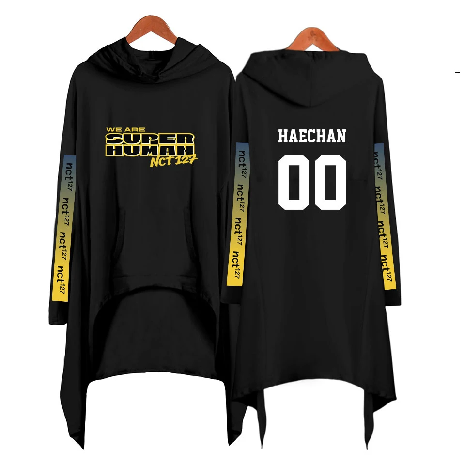 NCT 127 хлопковая Длинная толстовка с капюшоном для женщин длинным рукавом