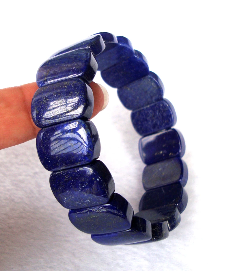 Браслет с овальными бусинами из натурального Lapis Lazuli женские Украшения