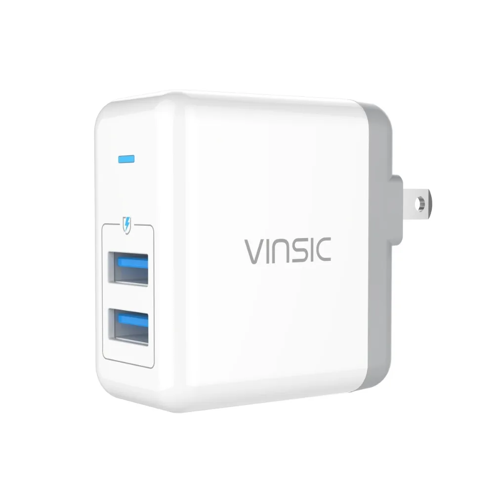 VINSIC 5V 4.8A Универсальное зарядное устройство USB для путешествий 2 порта умное