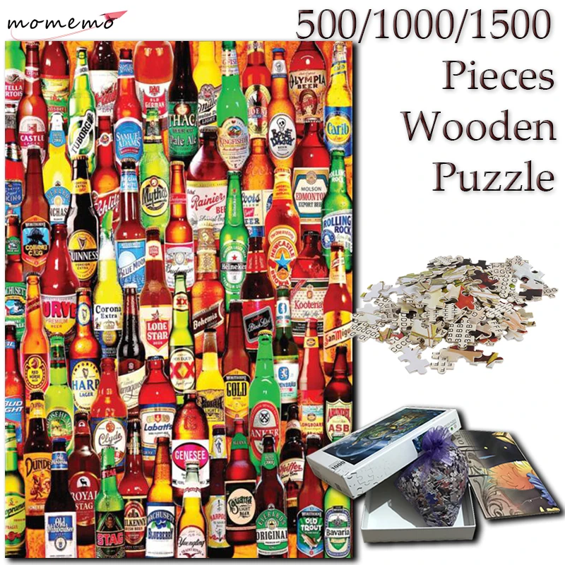 

Пазл-бутылка под давлением MOMEMO, деревянные пазлы для взрослых, 1000, 500, 1000, 1500 шт., игрушки для детей, подарки для детей
