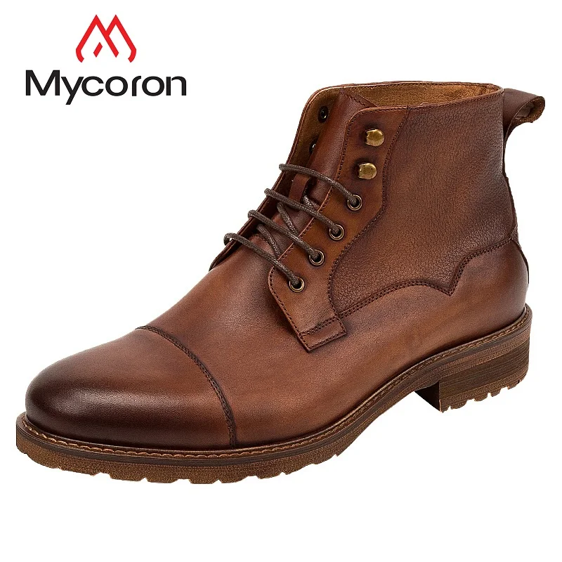 MYCORON/Новинка 2018 года осенне зимние мужские ботинки роскошные дизайнерские