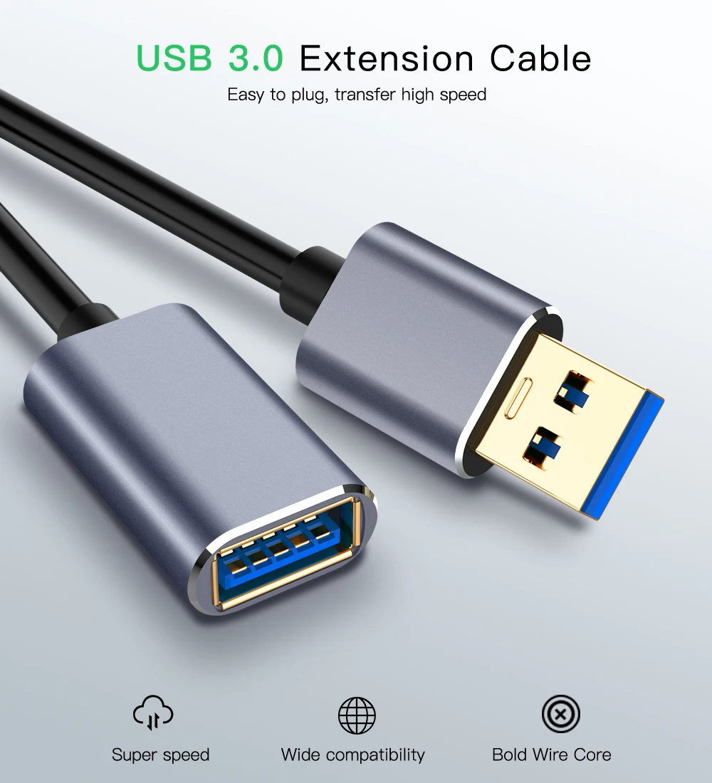 USB 2.0 3.0 Extension Cable Male to Female Extender Cable USB3.0 Cable Extended for PC Laptop USB Extension Cable for Smart TV