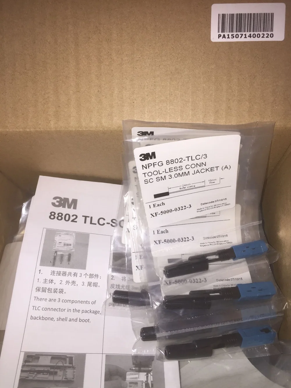 100 шт./лот NPFG 8802-TLC/3 безинструментальный CONN SC SM 3 0 мм куртка A XF-5000-0322-3 быстрый разъем