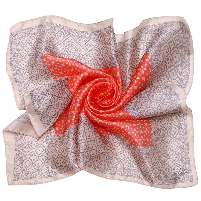 Шарф из натурального шелка Женская бандана Женский клетчатый шарф для волос