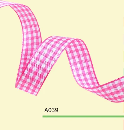 

0.5" Inch 12 mm or 1.2 mm pink and white plaid ribbon