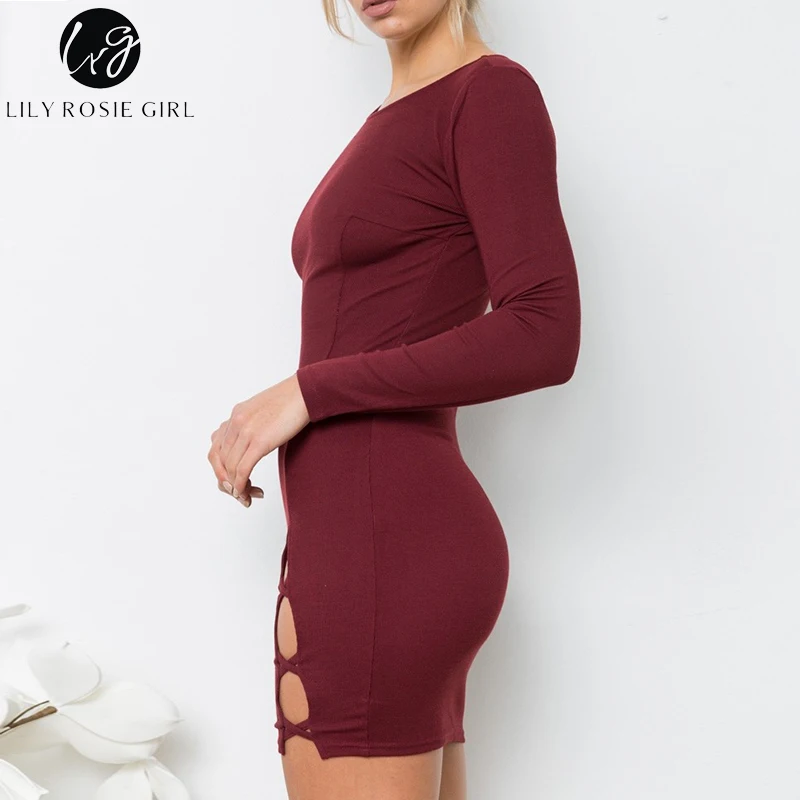 Lily Rosie/сексуальное трикотажное платье со шнуровкой и вырезами для девочек тонкое