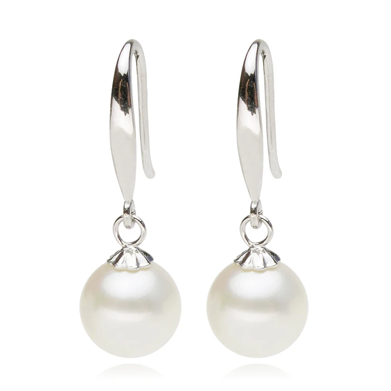 

925 real natural big Hot shipping 925 sterling light Pearl Earrings circle fashion all-match to send his girlfrien