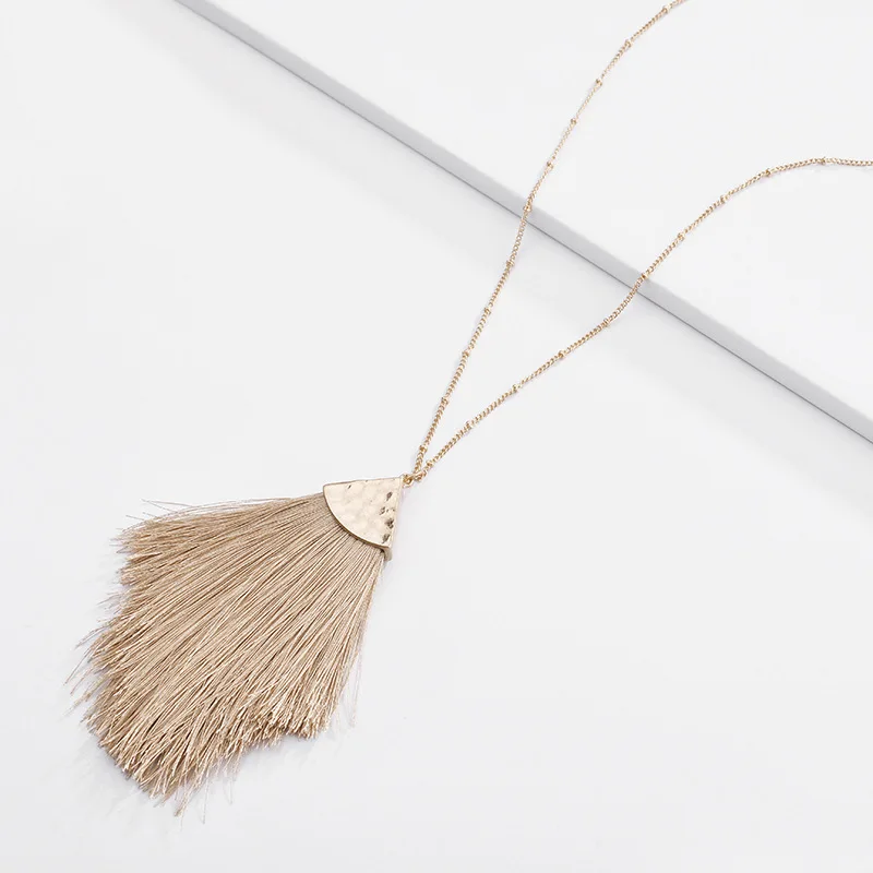 Женское длинное ожерелье с подвеской кисточкой в богемном стиле|Ожерелья