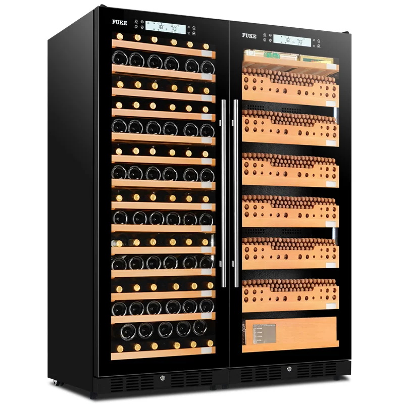 Black all FUKE сигарный шкаф СВЕТОДИОДНЫЙ светильник humidor винный шкаф дисплей большой Деревянный сигары охладитель сигары винный шкаф FK-168WD2 - Цвет: Black all