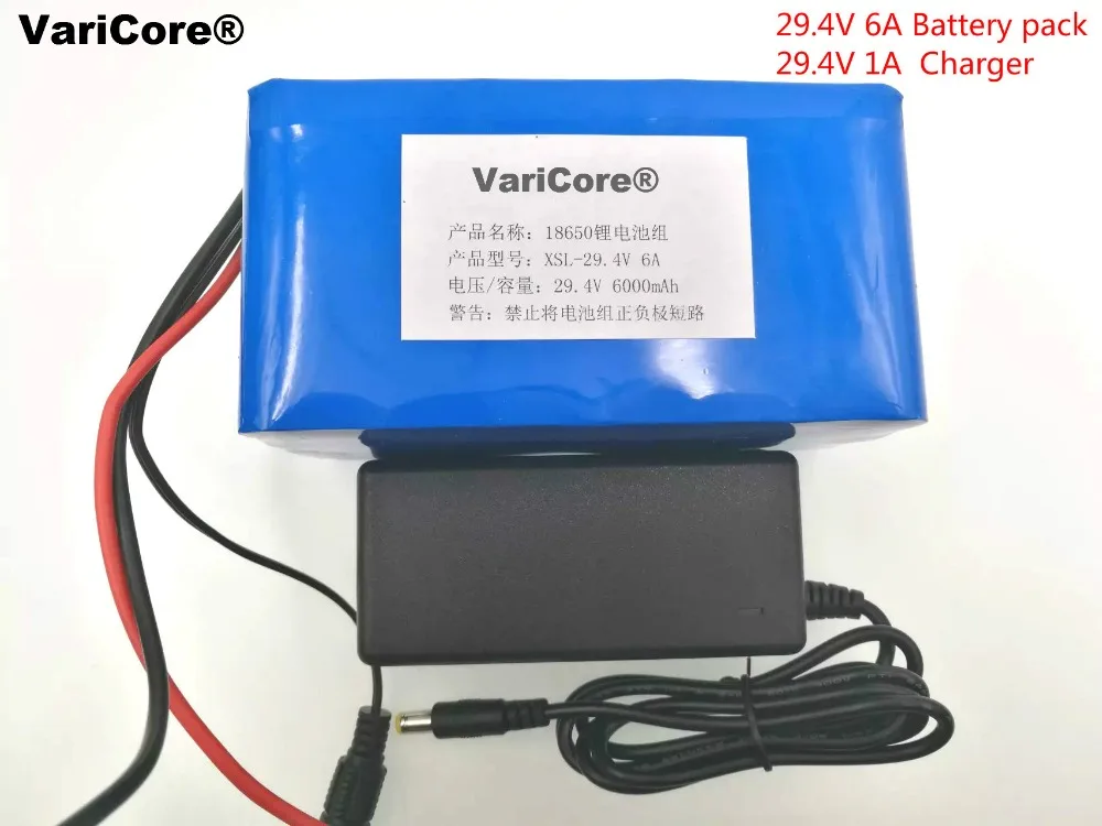 

VariCore 24V 18650 6Ah 7S3P Lithium Ion Battery 29.4V 6000mAh with 29.4V 2A Charger For Electric Bicycle