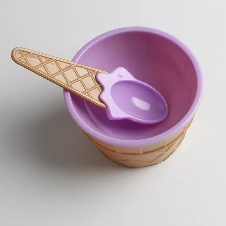 Purple 1 Set 1Set Ice Cream Bowl Spoon Clear/Fluffy Slime Box Popular Kids Food Play Toys For Children Charms Clay DIY Kit Accessories - Цвет: Purple 1 Set