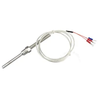 free shipping pt100 waterproof temperature probe 3 wires 304 thermal resistance temperature 50mm probe sensor with 9m 10m cable