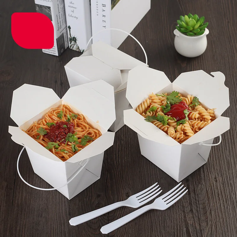 Одноразовая коробка из крафт бумаги портативная ручка чашка для жарки еды