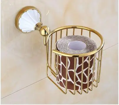 Paper roll Holder Набор аксессуаров для ванной комнаты Золотой и белый держатель бумаги, полотенцесушитель, держатель мыла, вешалка для полотенец, стеклянная полка, Крючки набор оборудования для ванной комнаты - Цвет: Paper roll Holder