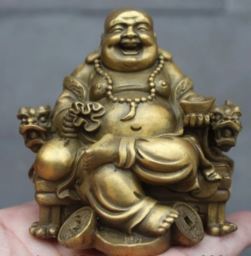 WBY 522 + Китайский медный резной стул дракон YuanBao Maitreya статуя Будды|statue design|statue of liberty