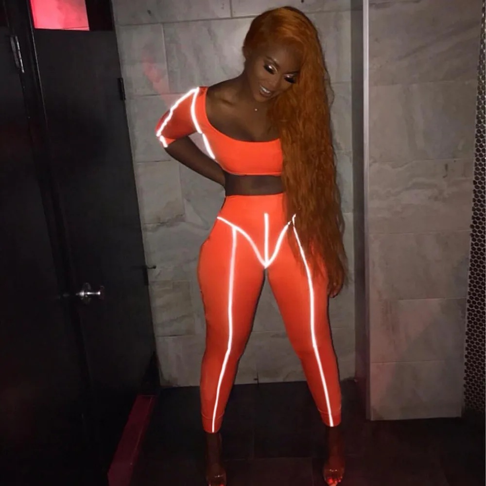 

Autumn Streetwear Women Sexy Casual Square Neck Long Sleeve Tops Harajuku Reflective Patchwork Striped Crop Top Fashion T Shirt