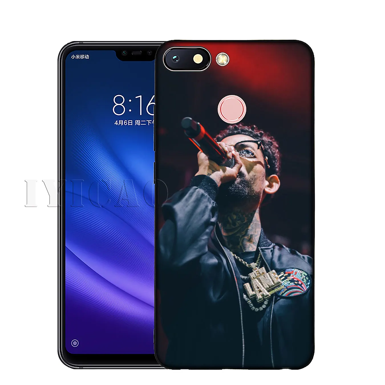 IYICAO Pnb Rock Soft Silicone Phone Case for Xiaomi Redmi K30 K20 8A 7A 6A 5A S2 GO Note 8 8T 7 5 6 Pro Black TPU Cover |
