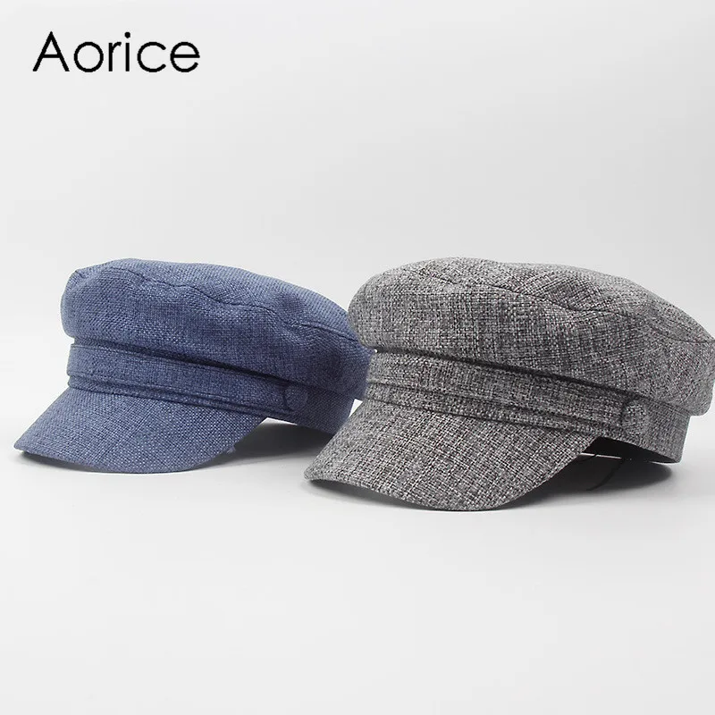 Aorice CF944 весенне-осенняя хлопковая и льняная темно-синяя шляпа Женская стерео