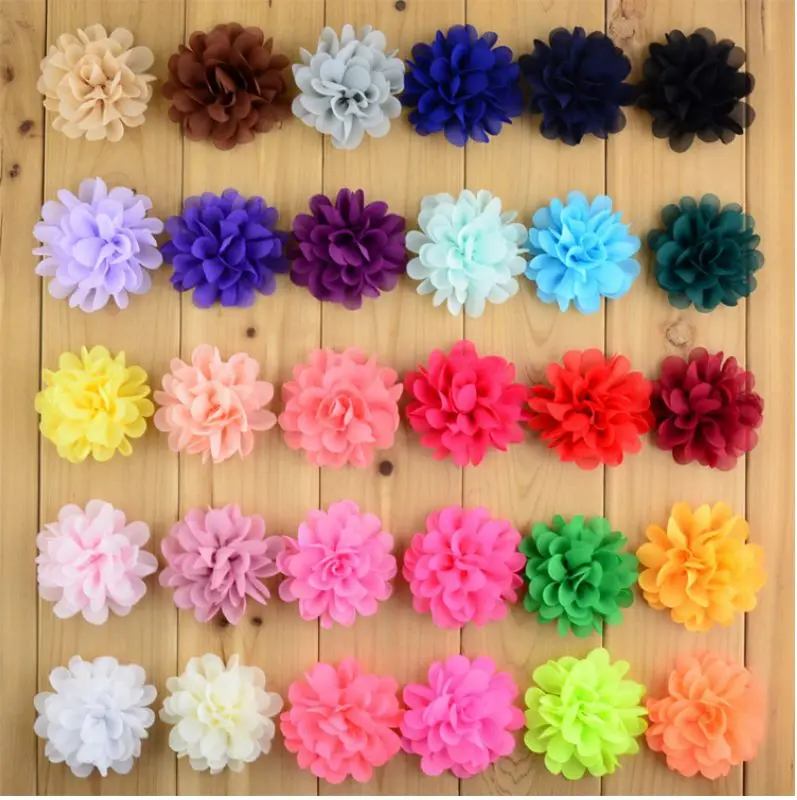 7 см 30 шт./лот Бесплатная доставка шифоновые цветы ткань Обрезка Аксессуары для