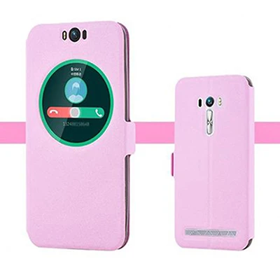 pink Роскошный чехол с окошком для смартфона ASUS ZenFone Selfie ZD551KL Z00UD, чехол-книжка из искусственной кожи, чехол для телефона s, задняя крышка - Цвет: pink