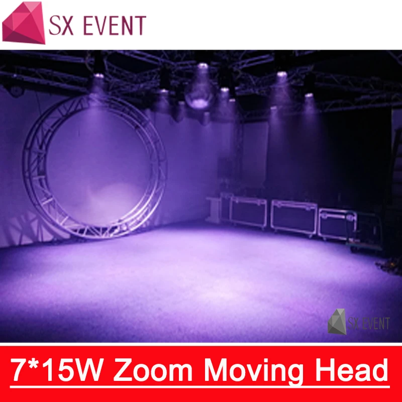 7*15 Вт zoom Подвижная головка профессиональное освещение dmx dj светодиодная Zoom 16 DMX