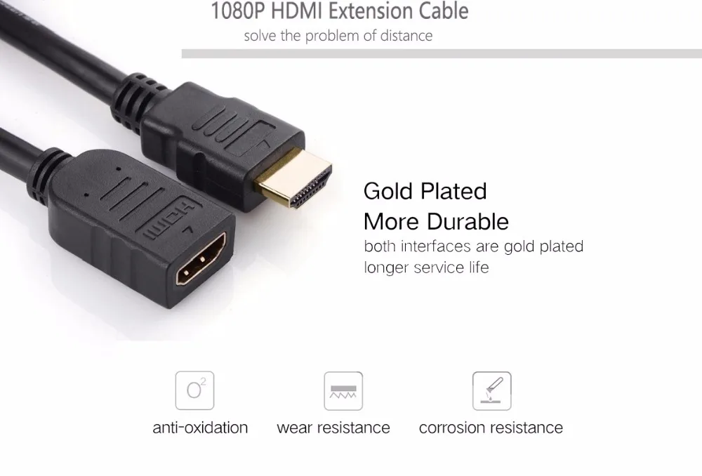 30 см, 50 см, 1 м, 2 м, 3 м, HDMI кабель-удлинитель для мужчин и женщин, HDMI 1080 p, 3D, 1,4 в, HDMI, расширенный кабель для HD tv, lcd, ноутбука, PS3, проектора