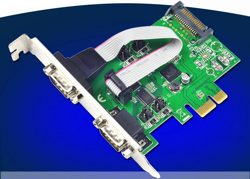 PCI-Express на 2 порта RS232 последовательная карта DB9 COM адаптер Чипсет для Exar XR17V352 |